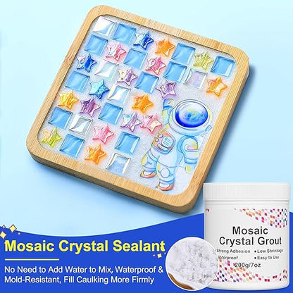 Mosaic Crystal Grout, Mosaic Crystal Sealant, Tile Grout for Crafts, Handmade Grouting, DIY Craft Projects Accessories, Direct caulking, Mosaics Tile Tools for All Tiles, Surfaces (Translucent, 7oz)