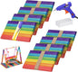 6 inch Colored Wooden Sticks Kits, 400PCS Colorful Rainbow Sticks with Hot Glue Gun and Sticks for Craft Home Popsicle Decoration Project Building Model Kid Classroom Art Craft Supplies