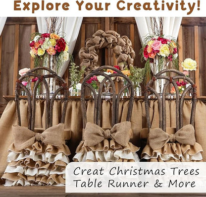 Shatex Natural Burlap Roll,36inch x 30ft High Density Burlap Fabric for Craft Projects,Table Runners,Weddings Decor,Christmas Decorations