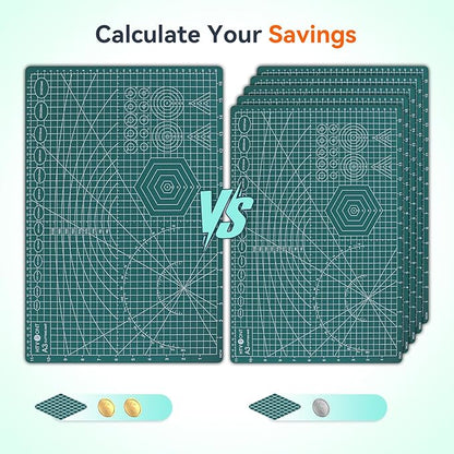 HTVRONT 5 Packs Self Healing Cutting Mat- 12" x 18” Double-Sided Cutting Mats for Crafts, A3 High-Density Sewing Mat with Grid for Fabric Quilting Modeling Hobby Scrapbooking Project