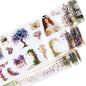 Wisteria Garden PET Tape Set, 3 Rolls of Pre-Cut Floral Vine Stickers for Scrapbooking, Journaling, DIY Crafts, and Collage Decoration (30mm/50mm/55mm)