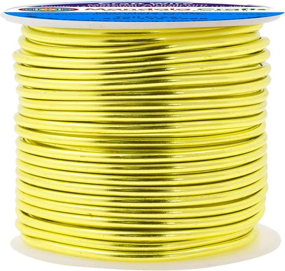 Mandala Crafts 12 Gauge Anodized Aluminum Craft Wire for Jewelry Making - 60 FT Colored Flexible Yellow Green Wire - Bendable for Bonsai Armature Crafting Sculpting