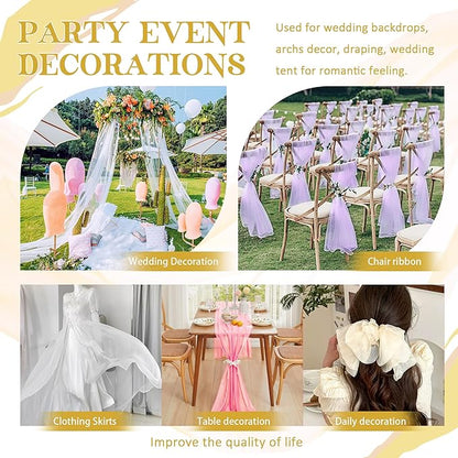 Horbaunal Ivory Chiffon Fabric by The Yard, 1 Yard Continuous Sheer Fabric 59" Wide Soft Draping Fabric for Wedding Arch Draping Party Backdrop DIY Sewing