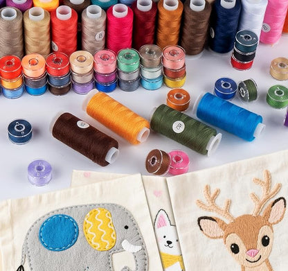 72 Pcs 36 Colors Sewing Thread Assortment, 550 Yards Polyester Thread for Sewing with 50 Yards Prewound Bobbins Threads, Threads for Machine Hand DIY Beginners, Stitching, Home