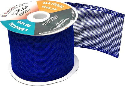 Mandala Crafts Royal Blue Burlap Ribbon 3 Inches Wide Jute Ribbons for Crafts - 20 Yds Roll Rustic Burlap Wrap Trim Ribbons for Wreaths Bows Wedding Party Decoration