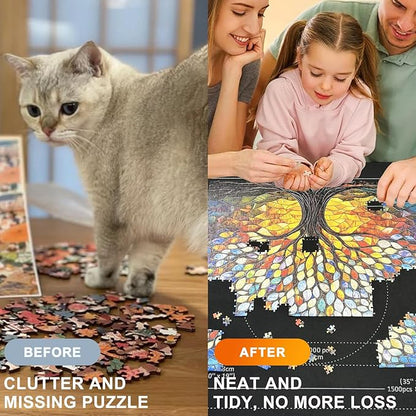 Napzy Puzzle Mat-Jigsaw Puzzles Matt Roll Up to 3000pcs Roll-up Puzzled Board Puzzling Organizers and Storage with 8PCS Jigsaws Sorting Trays, Drawstring Storages Bag Jigsawn Keeper Saver