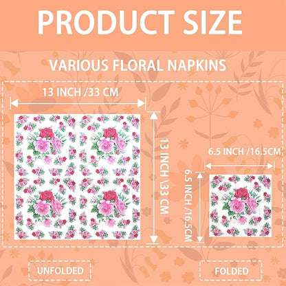 Decoupage Napkins Assorted Floral 27 Pack 9 Styles for DIY Crafting Birthday Party ， Decorative Decoupage Napkins Cocktail Paper ，Each Unfolded 13 Inch (Colorful Floral)