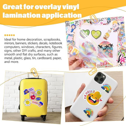 TECKWRAP Holographic Laminate Sheets Laminating Sheets Holographic Sticker Paper for Inkjet Printer Clear Vinyl Laminate Sheets for Stickers 8.26" x 11.69" A4 28 Sheets for DIY Crafts Scrapbooking