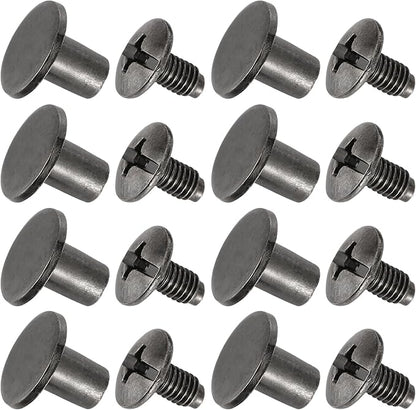 YORANYO 150 Sets 8MM Chicago Screws Leather Rivets for Fabric Chicago Binding Screws Buttons Metal Studs Rivets for Decorate and Repair Belts Bags Shoes Purse Dog Collar Leather Craft (Gun-Metal)
