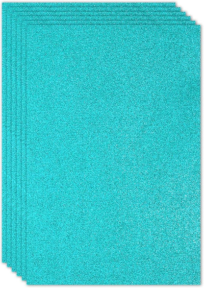 PATIKIL 2mm(1/10") Thick Non Adhesive Glitter Foam Sheet 16x24inch(40x60cm) Blue Green, EVA Shiny Foam Board for Craft, 6 Pcs