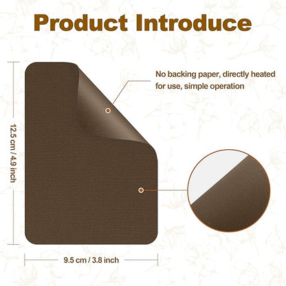 Iron on Patches, 8 Pieces Iron on Canvas Patches, Fabric Patches for Couch, Tent, Clothing, Seat, Canvas Repair Decorating Kit 3.7" by 4.9" (9.5 cm x 12.5 cm, Brown)