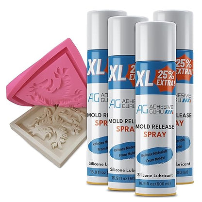 Silicone Mold Release Spray (4x16.9 fl oz / 500ml) Release Agent for Epoxy Resin, Candle & All Molds | Smooth, Non-Stick Lubricant for Easy Removal | 4 Pack, Molds are not Included