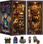 Book Nook Kit for Adults, DIY Miniature House Kit 3D Printed Booknook Wooden Puzzle Dollhouse Bookshelf Insert Decor DIY Craft Gift Model Build with LED Light for Book Lovers - Alchemy Master
