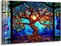 My Photostation.com 43Wx27H'' Stained Blue Life of Tree Glass Wall ArtTempered Glass Printing Wall Decor Large Wall Art Wall Hangings