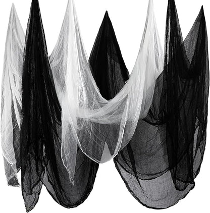 Boao Halloween Cheese cloth 85 x 197 Inch White and Black Cheesecloth Roll for Crafts Large Cotton Muslin Gauze Fabric for Halloween Outdoor & Indoor Spooky Decoration