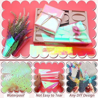 Cinvo 160 Sheets Rainbow Cellophane Sheets, 7.5x7.5 Inch Cellophane Wrap Paper, Cello Paper for Baking, Crafts, Party Favors, Candy Wrapping Plastic Sheets