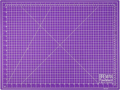 Breman Precision 18x24 Inch Self Healing Cutting Mat - 2-Sided 5-Ply PVC Purple/Gray Cutting Mats for Crafts, Sewing, Quilting and DIY Projects - Durable and Non-Slip Design with Precise Grid Lines
