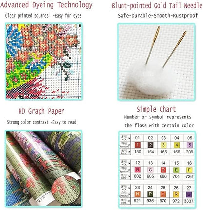 Hopeart Stamped Cross Stitch Kits for Beginner Embroidery Kits for Beginners Adults DIY 11CT Cross Stitch Patterns Needlepoint Kits Crossstitching Kits-Starry Sky Cat 18x18 inch
