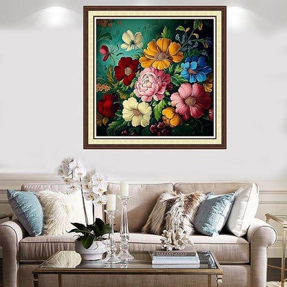 Findvoor Counted Cross Stitch Kits for Adults Full Range of Cross Stitching Embroidery Unprinted Pattern for Beginners, 11CT Needlepoint Kit Patterns Embroidery Kits-Colorful Flowers 18x18 inch
