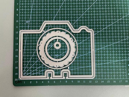 Mvchifay Cutting Dies Happy Birthday Holiday Thanks Greetings Metal Stencils Scrapbooking Tool Love Heart DIY Carbon Steel Embossing Template for Paper Card Making (Camera-10x12.8cm)