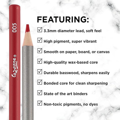 Creative Mark Cezanne Premium Colored Pencils Bright Red 6 Pack - Highly-Pigmented Drawing Pencils - Coloring Pencils for Drawing, Blending, Coloring, and More
