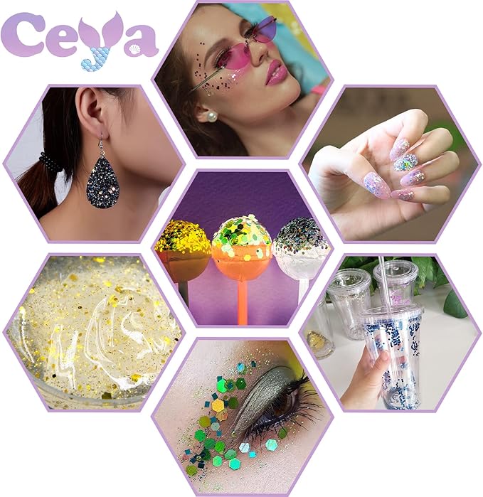 Ceya Holographic Chunky Glitter, 4.9oz/ 140g Orange Craft Fall Glitter Powder Mixed Chunky & Fine Flakes Iridescent Sequins for Pumpkin,Nail Art, Hair, Epoxy Resin, Tumblers, Slime, Festival Decor