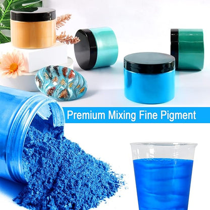 Ceya Mica Powder, 5.3oz/ 150g Ocean Blue Pearlescent Effect Colorant Pigment Powder for Epoxy Resin,Tumblers, Slime Bath Bomb, Soap Dye, Slime, Candle, Resin Crafting, Paint, Jewelry, Nail Polish