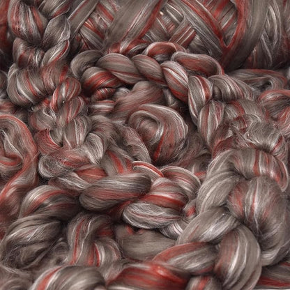 Merino Silk Luxe Tonal Designer Blend. Superfine Merino, Mulberry, Tussah Silk. Top Roving for Spinning or Felting. Sienna Sunset 1oz