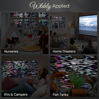 rabbitgoo Window Privacy Film, Total Blackout Window Film, Stained Glass Heat Control Glass Thermal Sticker, Room Darkening Door Cover, Anti-UV Privacy Cling with Installation Tools, 23.6" x 78.7"