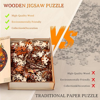 KAAYEE Wooden Jigsaw Puzzles-Wooden Puzzle Adult Unique Shape Advanced Phoenix Wooden Jigsaw Puzzle for Adult, Fathers, Family Puzzles 14.9 * 13.8in 290pcs,Chritmas Gift