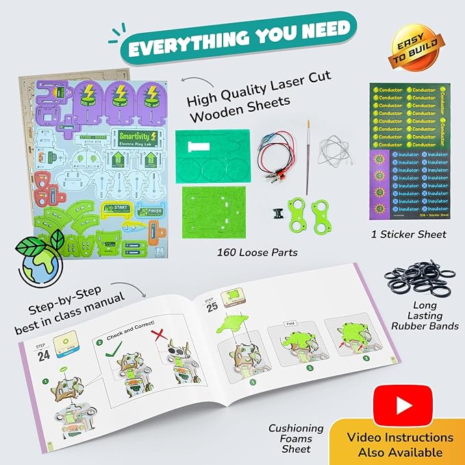 Smartivity Electro Play Lab for Kids Ages 8, 9, 10, 11, 12, 13, 14 Years Old I Electricity Kit with 9 Circuits Experiements & DIY Robot | STEM Science Project Kit | Birthday Gift for Boys & Girls