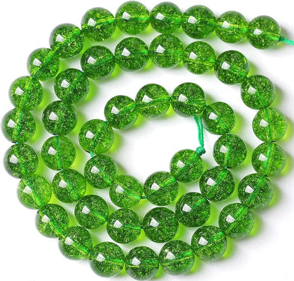 10MM Green Peridot Crystal Quartz Beads Natural Gemstone Beads Round Loose Beads for Jewelry and Bracelets Making 72pcs 2 Strands 32"