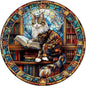 Wooden Puzzles Adults, Maine Cat Library Wooden Puzzles 200 Pieces, Unique Animal Shaped Wood Challenging Jigsaw Puzzles Gifts for Adults, 11.4x11.4in