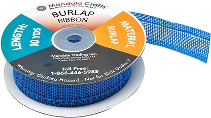Mandala Crafts Sky Blue Burlap Ribbon 1 Inch Wide Jute Ribbons for Crafts - 20 Yds Roll Rustic Burlap Wrap Trim Ribbons for Wreaths Bows Wedding Party Decoration