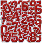 Number Iron On Patches, Numbers 0-9 Embroidery Applique Patch, DIY Decorative Heat Press Patches for Clothing Jeans Jackets Backpacks Hats (Red 50 Pcs)