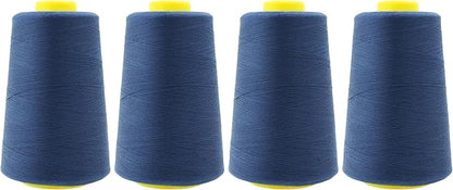 Mandala Crafts 4 Pack of Serger Threads Cones Spools - 40S/2 24000 Yards Polyester Denim Threads for Sergers Machine and Overlock Quilting Sewing Machine