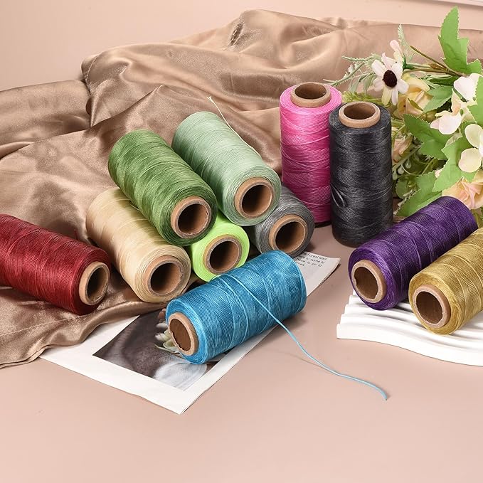 MECCANIXITY Waxed Thread,197 Yard 1mm 210D Flat Wax Thread Polyester Waxed String for Leather Sewing Hand Weaving Book Binding Home Decoration,Wine Red