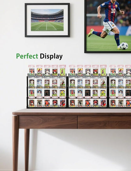 4-Tier Card Display Stand ,Wooden Trading Card Display Case for Graded Cards,Baseball Sports Card Display for PSA CGC SGC BGS Slabs