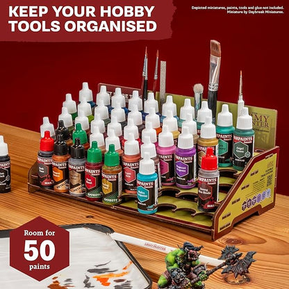 The Army Painter, Paint Station, Storage for 50 Warpaints Fanatic, Speedpaint & Warpaints Air Acrylic Paints, incl. Storage for Brushes and 100 sheets - Rack for Miniature Painting