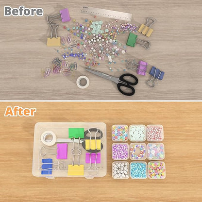 Mathtoxyz Bead Organizer Box, 31Pcs Small Beads Organizers and Storage Plastic Cases Mini Clear Dimond Storage Containers Boxes with Hinged Lid and Rectangle for Bracelet Making DIY Jewelry Craft Nail