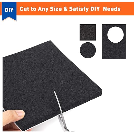 MAGZO 5Pcs Adhesive Foam Padding 1/4 in Thick X 12 in X 8 in,Closed Cell Foam Sheets Neoprene Rubber Self Stick Pads Anti Vibration Pads,Black (12in x 8in x 1/4in, 5Pcs)