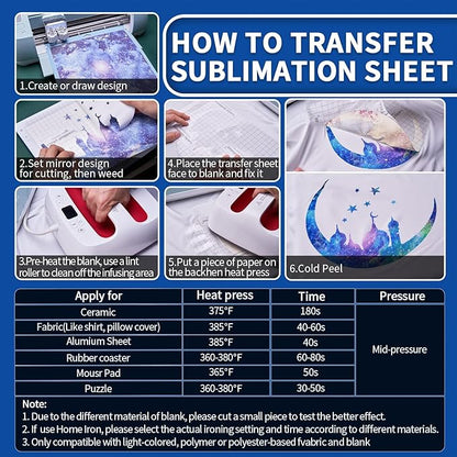Sublimation Transfer Sheets for Heat Press Machine,12x12 Inch Blue Marble Sublimation Transfer Paper for Heat Press Machine, 6 Sheets