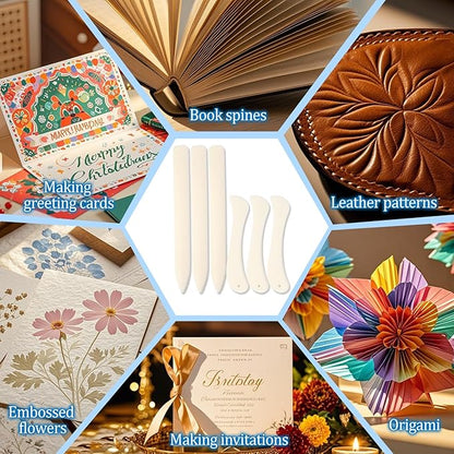 9 PCS Bone Folder and Scoring Tool Plastic Paper Folding Tool Bone Origami Creaser Book-Binding Leather Burnishing Card Making for Folding Scoring Creasing Origami Scrapbooking