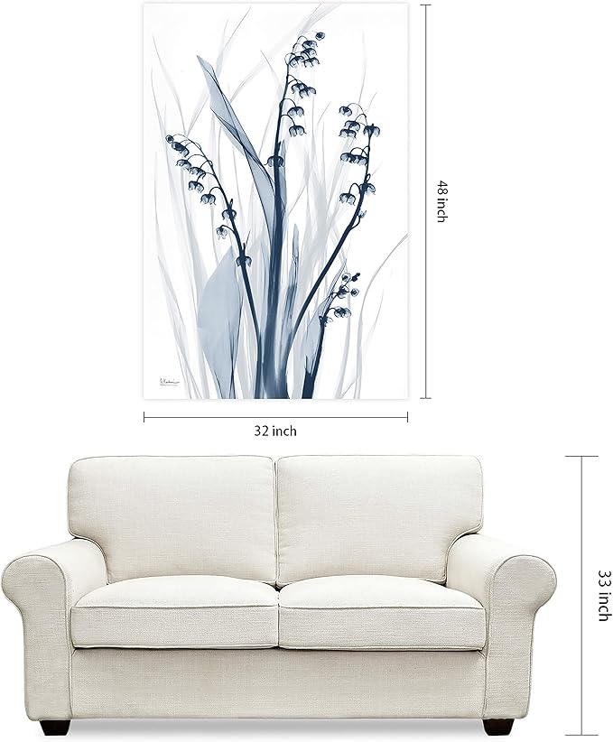 Empire Art Direct Frameless Free Floating Tempered Glass Panel Graphic Wall Art Ready to Hang, 32" x 48", Radiant Blues 2, Blue Flower