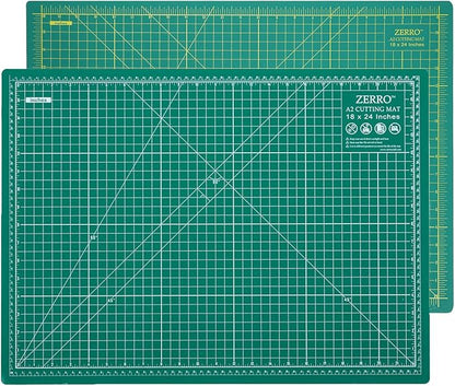 ZERRO Cutting Mat 18" x 24" Self Healing Professional Double Sided Sewing Rotary Mat Thick 5-Layer with Imperial/Metric (A2)