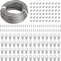Blisstime Picture Hanging Kit - 100 Feet Braided Hanging Wire, 60 Pcs D Ring Picture Hangers with Screws and 60 Pcs Aluminum Crimping Loop Sleeve for Canvas Paintings, Photo Frames