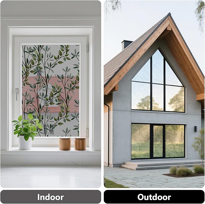 NINETREX One Way Window Privacy Film, Daytime Privacy Static Cling Sun Blocking Anti UV Reflective Window Tint for Home and Office 17.5 x 157.4 inches, Black Silver Leaf