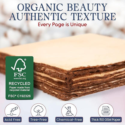 Wanderings Handmade Deckled Edge Vintage Paper - 10"x12" - Thick 300 GSM - Pack of 25 - Watercolor, Mixed Media for Artists, Writers, Bookmaking, Arts & Crafts - 100% Recycled Cotton