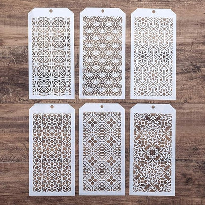 DIY Decorative Stencil Template for Scrapbooking Painting on Wall Furniture Crafts,Set of 6 (Seamless Vertigo)