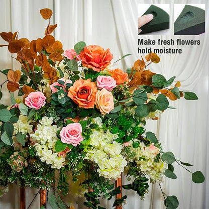 Max Shape Pack of 4 Large Size Floral Foam Blocks for Fresh and Artificial Flowers (9” L x 4” W), Wet Florist Foam Blocks for Wedding Holiday Decorations (4 Pack)